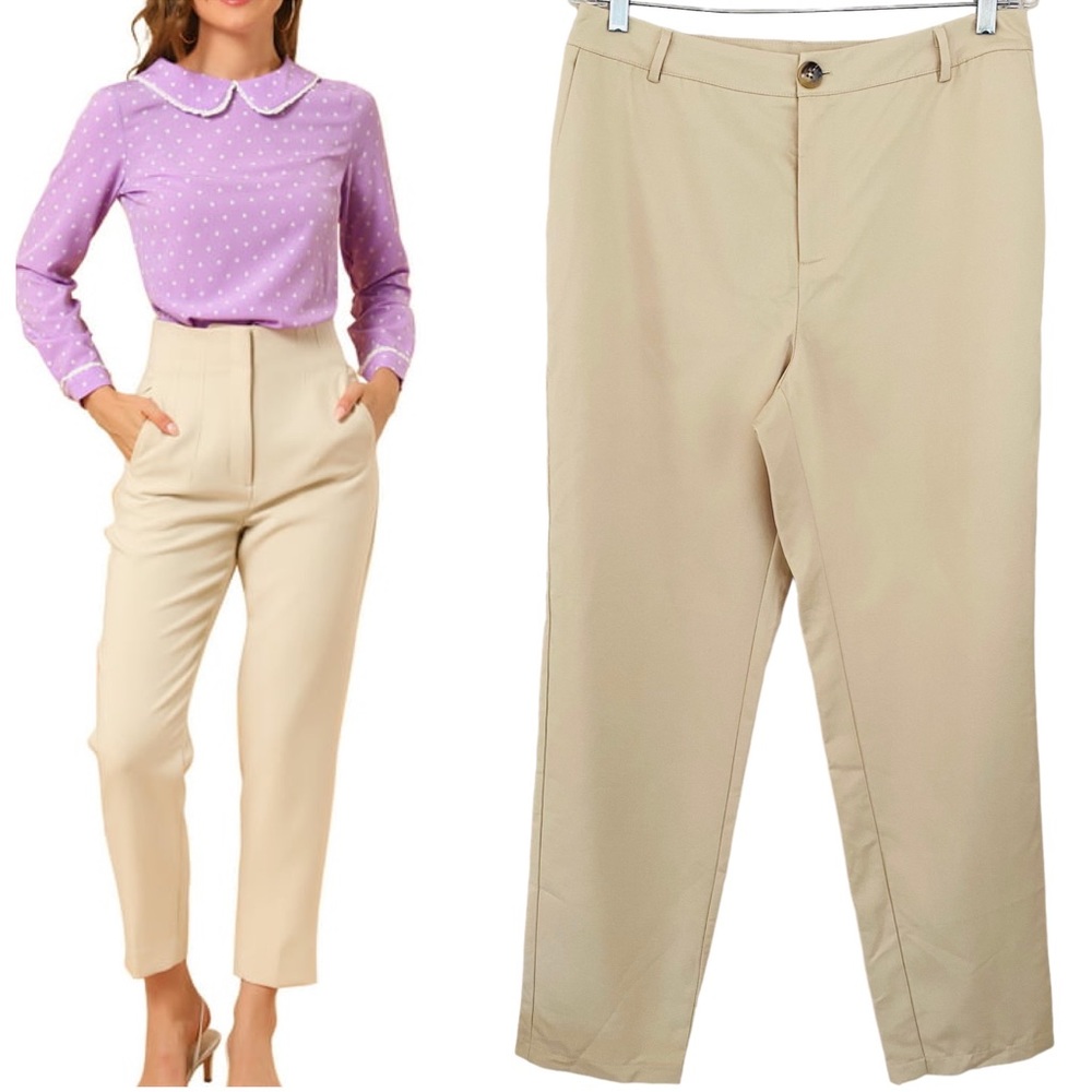 Blush‎ Mark NWT Cream Khaki Classic Ankle Straight Leg Pant Size Large